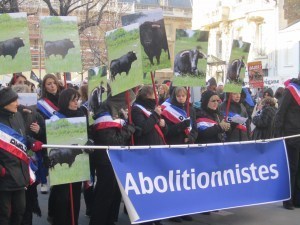 Manifestation anti corrida : Plus de 4 000 personnes bravent le froid devant l’Assemblée Nationale.