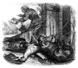 Le fermier le chien et le renard - illustration grandville Le fermier le chien et le renard - illustration grandville
