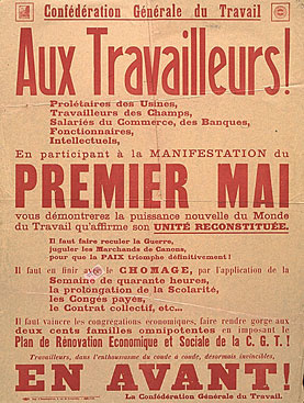 Appel à la manifestation du 1 mai 1936 Appel à la manifestation du 1 mai 1936